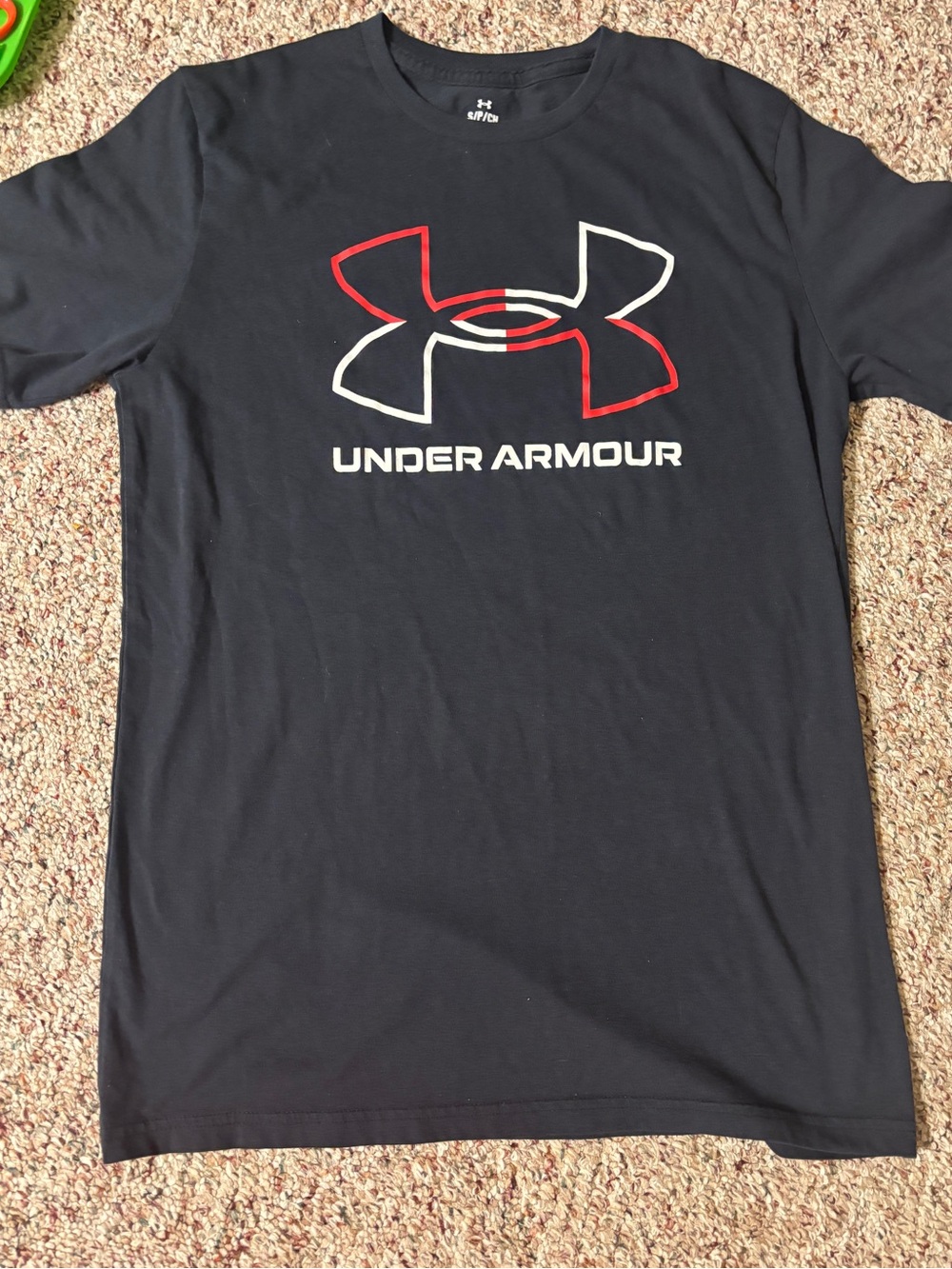 Under Armour Black Short Sleeve Tee with Red & White Logo